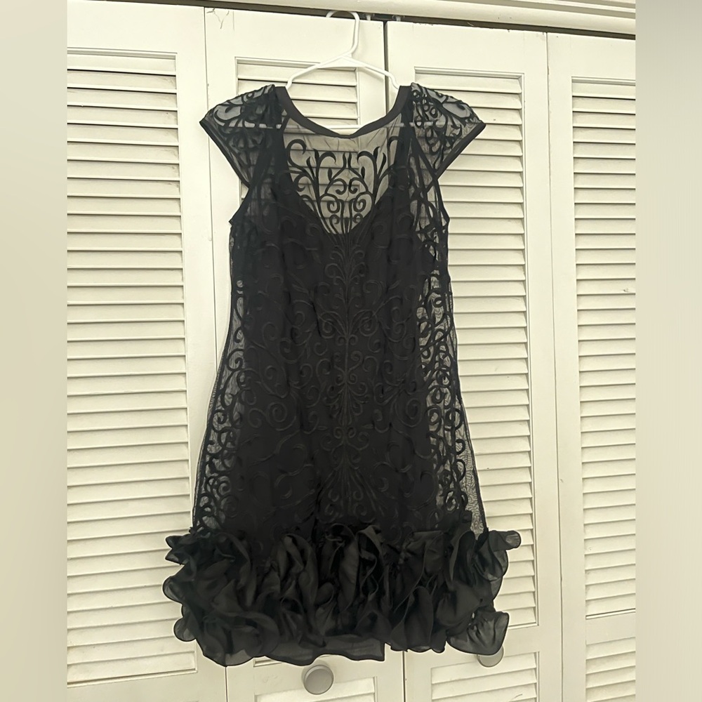 Guess Charcoal Lace Dress with ruffles
